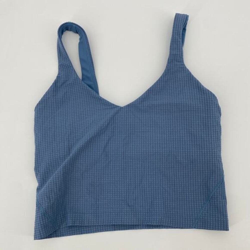 Lululemon Scoop Neck Yoga Tank Top *Grid Texture Utility Blue - Picture 6 of 9